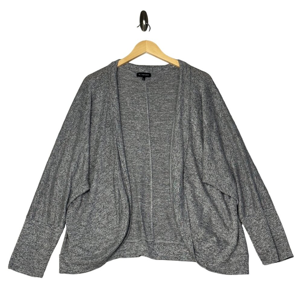 Wantable Heathered Grey Open Front Dolman 3/4 Sleeve Cardigan Sweater Size 2X